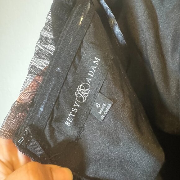 Betsy & Adam Short Velvet Mesh Party Black A-Line Mini Dress Size 8 NEW WITH TAG - Picture 10 of 10